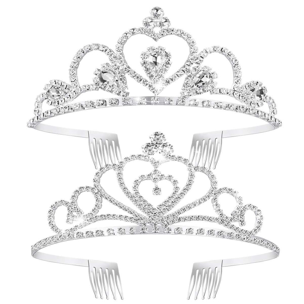 [Australia] - Rhinestone Tiara Crown, FRCOLOR Crystal Tiara Wedding Bridal Birthday Pageant Princess Tiara Crown Headband, 2Pack 