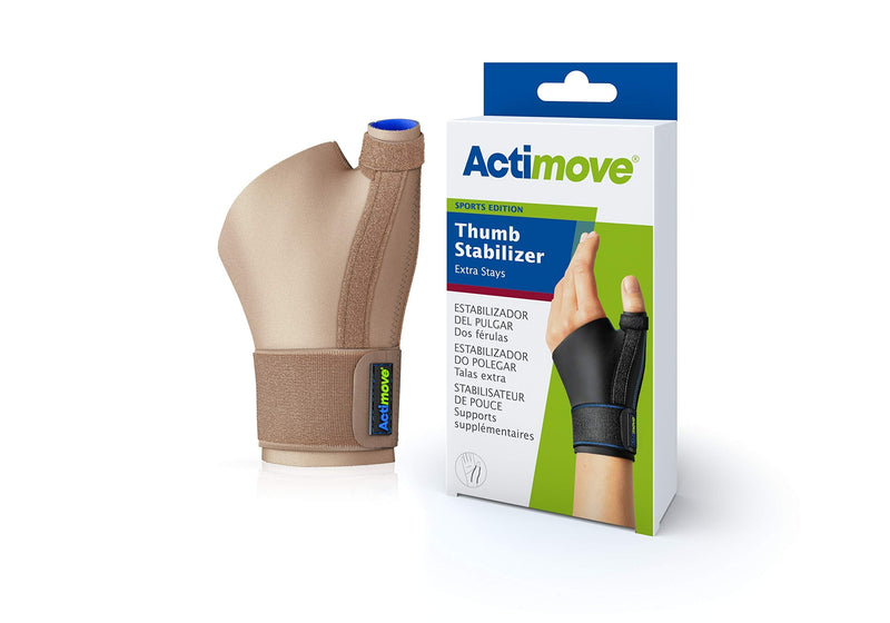 [Australia] - Actimove - Sports Edition - Thumb Stabiliser - for Pain Relief & Support - Latex and Neoprene Free (Beige, Small/Medium) Beige 