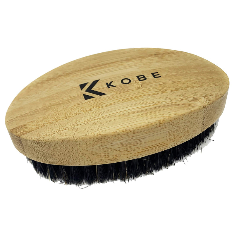[Australia] - Kobe Palm Men's Bamboo Military Hair Brush - Hand-Sized Grooming Tool with Natural Boar Bristles for Hair and Beard 