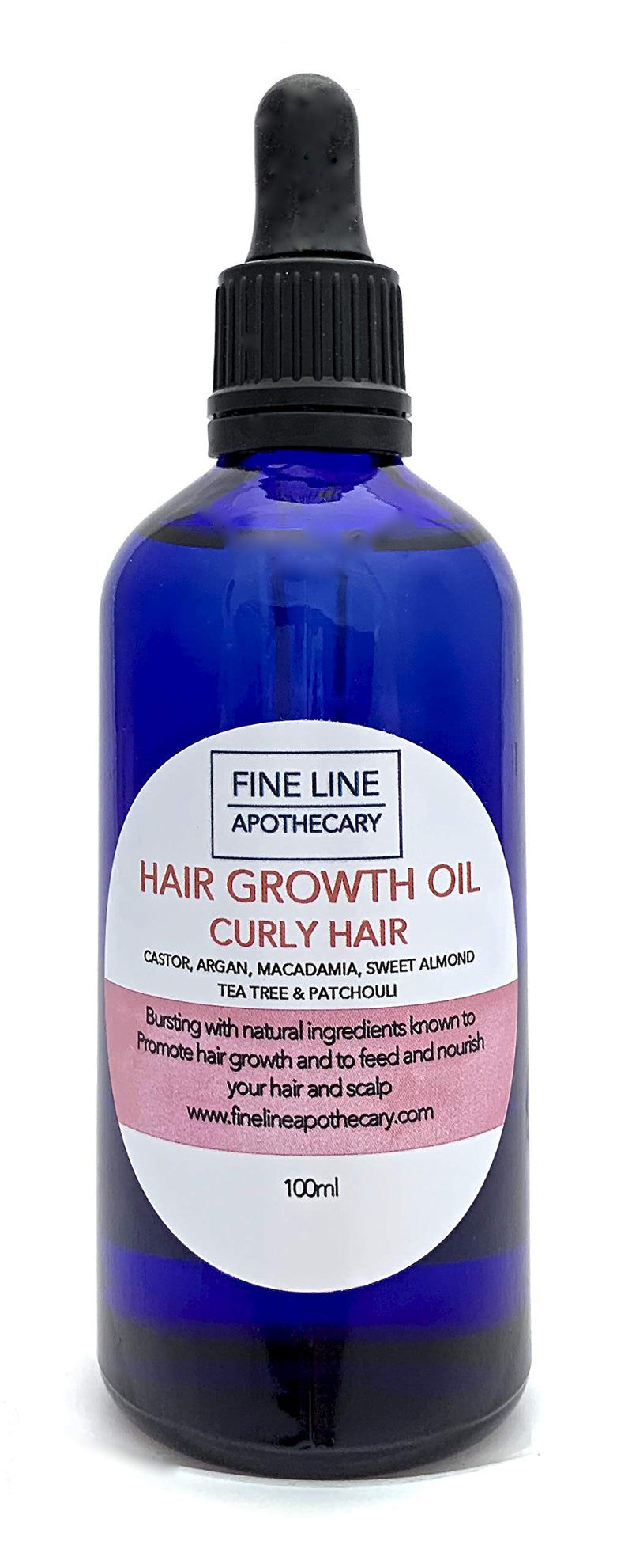 [Australia] - 100% Natural HAIR GROWTH OIL - CURLY HAIR - CASTOR, ARGAN, MACADAMIA, SWEET ALMOND with TEA TREE & PATCHOULI - 100ml by Fine Line Apothecary. Moisturise, Hydrate Hair and Scalp. Promotes Hair Growth. 