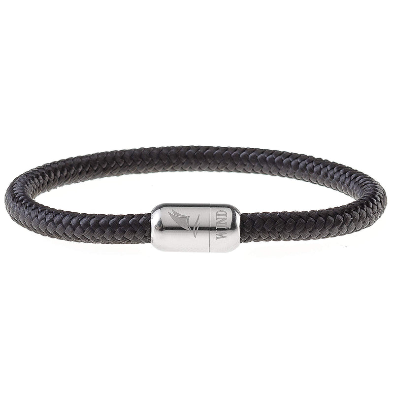 [Australia] - Wind Passion Braided Rope String Bracelet Sturdy Paracord with Stainless Steel Magnetic Clasp for Men Women Black Pearl Medium ( Wrist size: 15.5 - 17.4 cm ) 