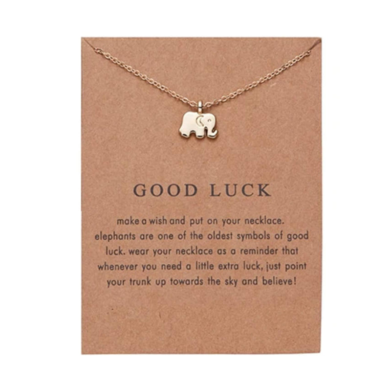 [Australia] - Elephant Charm Necklace, Good Luck Friendship pendant and chain, gold tone 