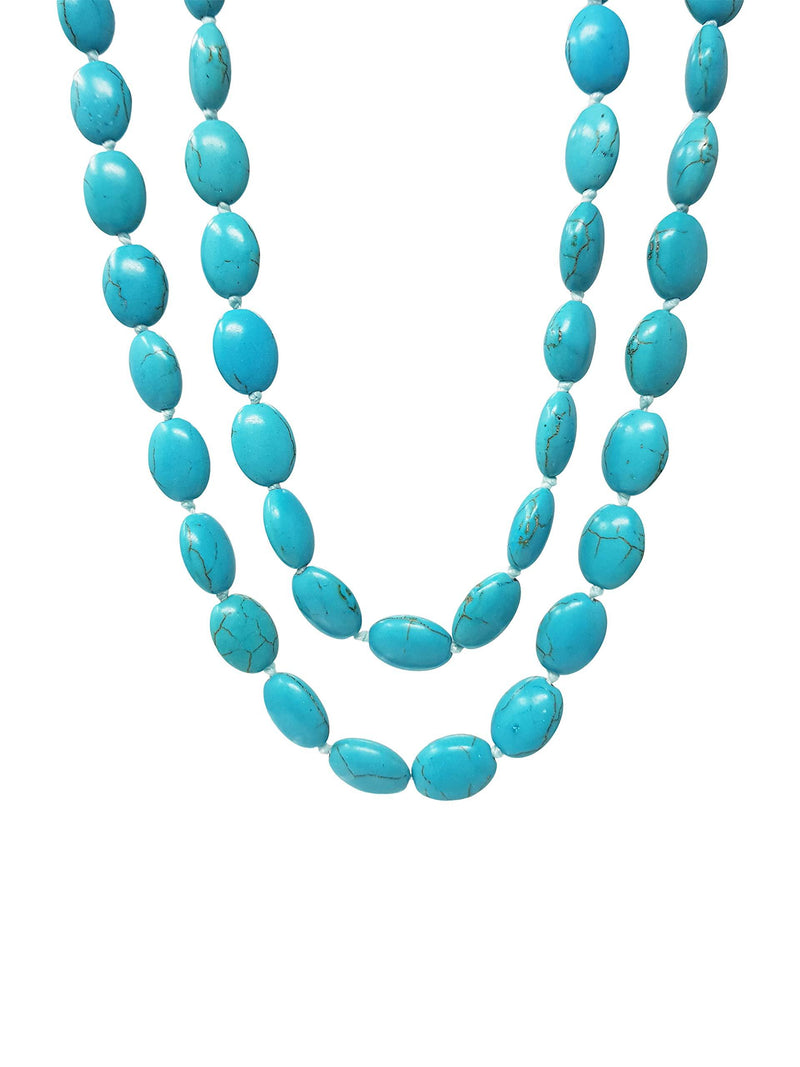 [Australia] - TreasureBay Stunning Turquoise Gemstone Necklace for Women 120cm Long Sweater Chain Necklace 