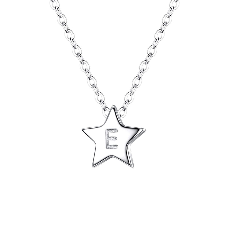 [Australia] - Clearine 925 Sterling Silver Initial Necklaces, Dainty Pendant with Letter on the Front and Love Heart on the Back, Chain Length 16"-18" E 