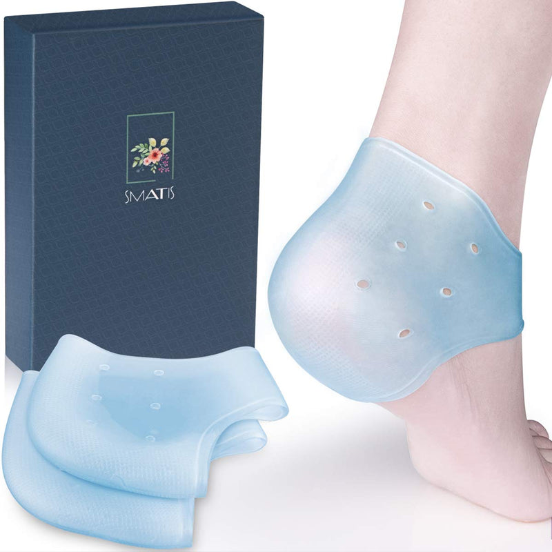 [Australia] - SMATIS Heel Sleeves, 2PCS Heel Cushion Gel Heel Protector for Plantar Fasciitis Achilles Tendonitis Bone Spur Aching Feet Relieve Pain light blue 2PCS 