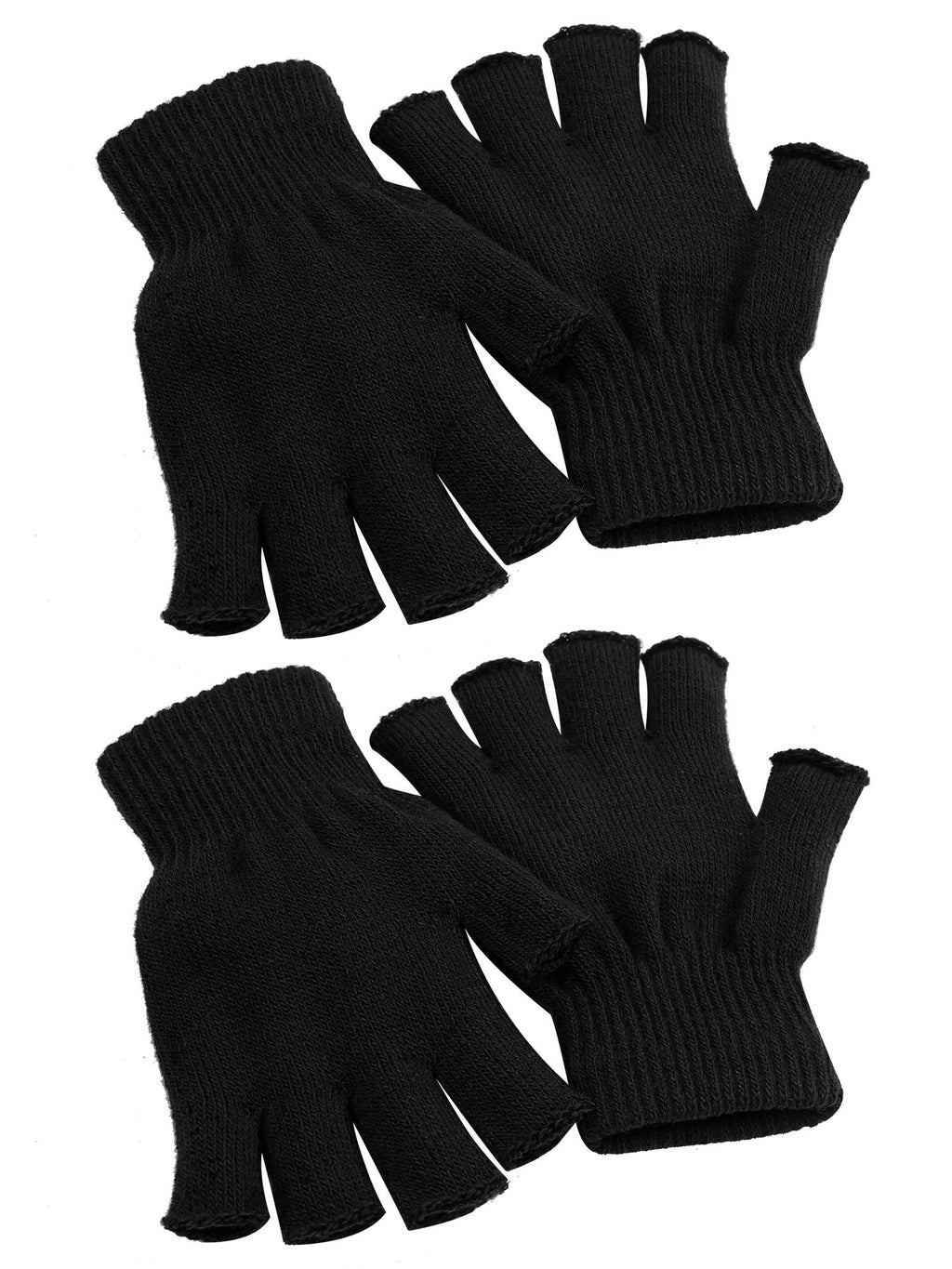 [Australia] - Cooraby 2 Pairs Unisex Warm Half Finger Gloves Winter Fingerless Gloves (L for Adults, M for Teens, S for Kids) Black L 