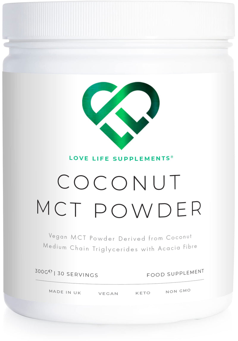 [Australia] - Coconut MCT Powder by LLS | 300g - 30 Servings | MCT Oil Powder High in Healthy Fats and Fibre | 0g Carbs | Perfect for Keto Diet | Completely Vegan | Love Life Supplements 
