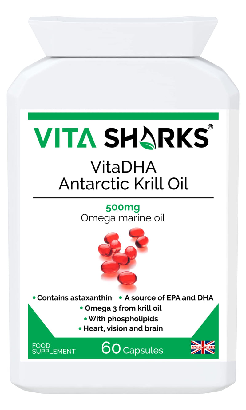 [Australia] - VitaDHA Antarctic Krill Oil a Potent Source of EPA, Astaxanthin & DHA for Brain Function, Heart Health, Blood, Hair, Skin, Joints, Connective Tissues & Liver | Cod Liver Oil Alternative 
