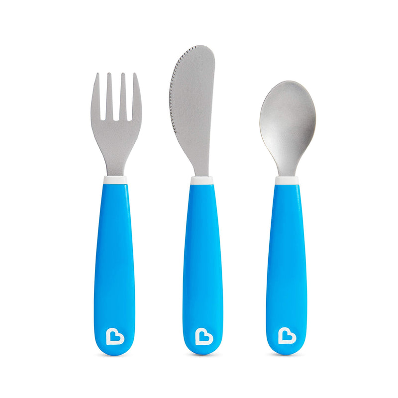 [Australia] - Munchkin Splash Toddler Cutlery Set (Fork, Knife & Spoon), Blue 3 Count (Pack of 1) 