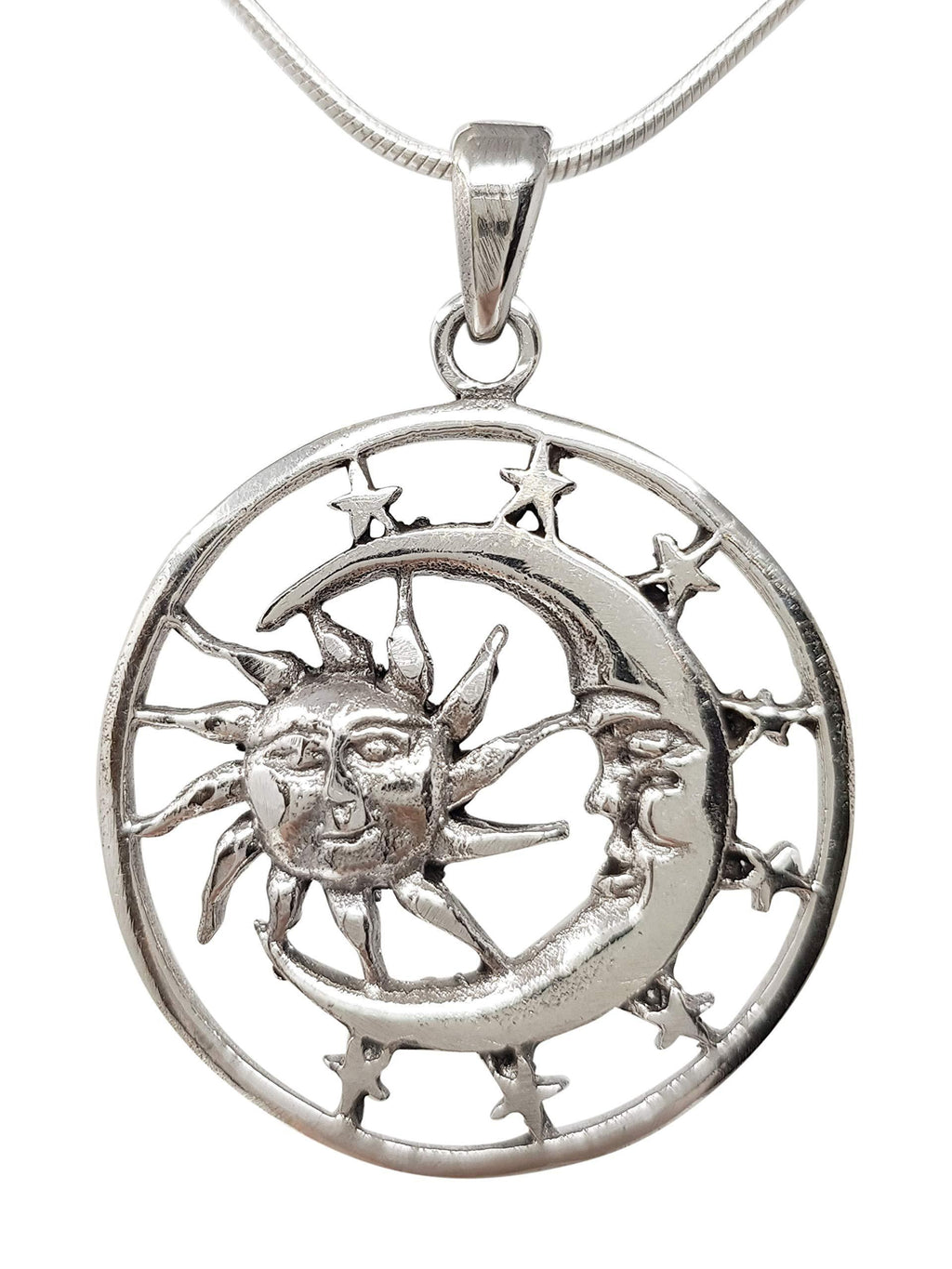 [Australia] - TreasureBay Sun and Moon Pendant on a Snake Chain, Made from 925 Sterling Silver 