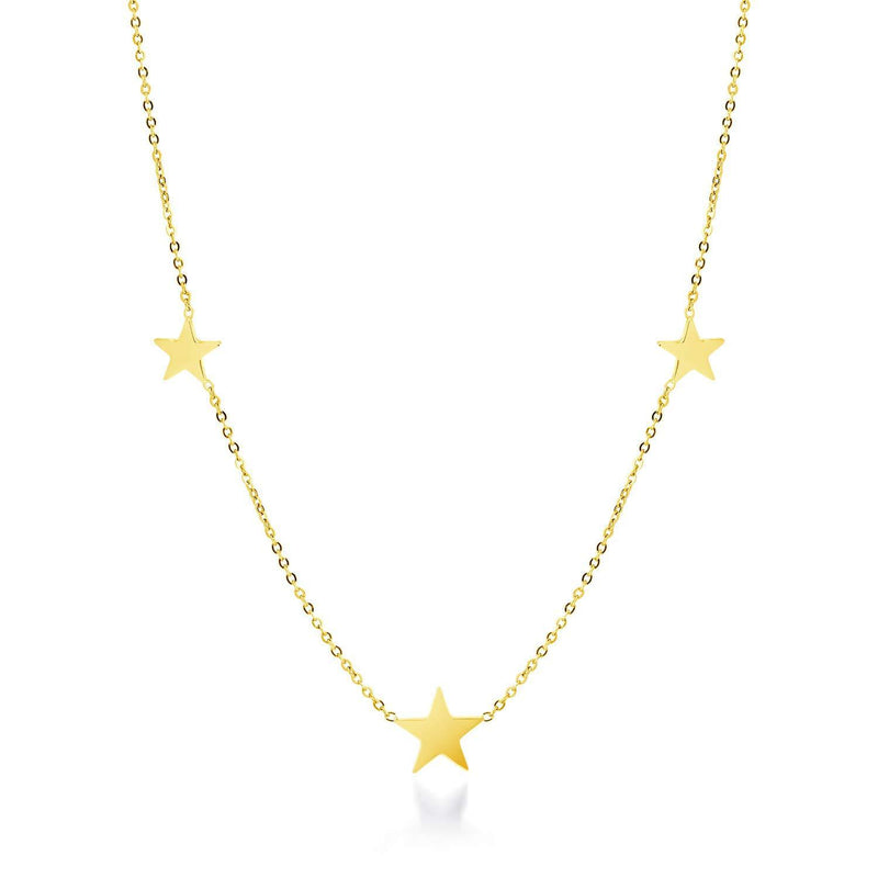 [Australia] - 555Jewelry Stainless Steel Dainty Tri Star Necklace Pendant for Women & Girls Gold 