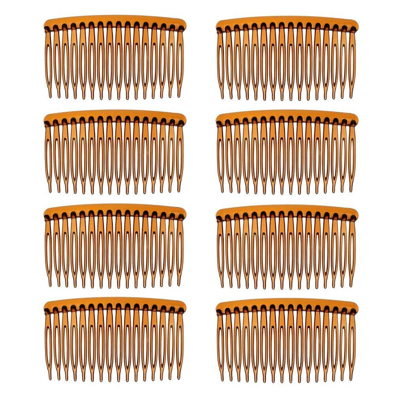 [Australia] - DaricowathX 8 Pieces Hair Combs, 8.5 cm Hair Side Comb Set Slides Tortoise Plain Hair Combs Clear Plain Hair Combs Side Combs Hair Combs(Coffee) 