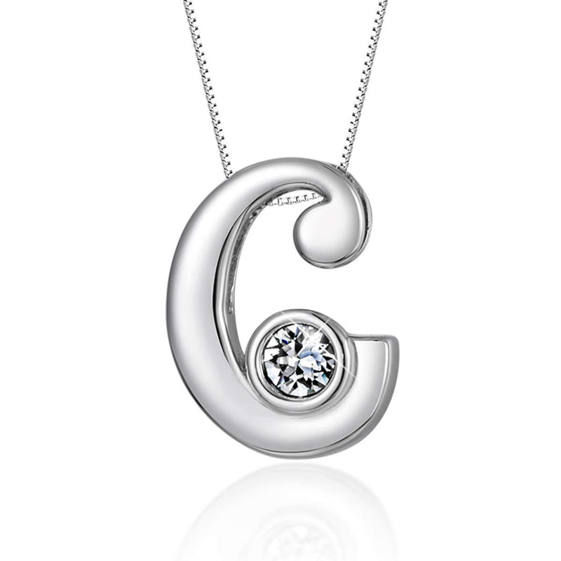 [Australia] - CRYSLOVE Initial Necklace Silver Cubic Zirconia Letter Alphabet Personalised A-Z Pendant Necklaces Jewellery for Women Girls C 
