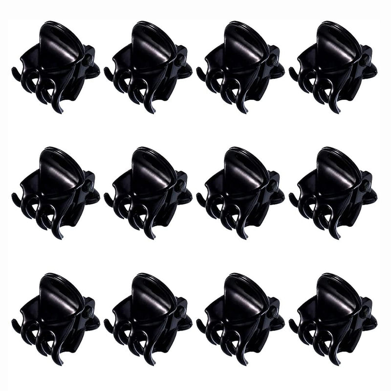 [Australia] - 12 Pcs Mini Hair Clips Plastic Hair Accessories Clips Hair Claws Pins Clamps for Girls, Women (Black) 12pcs Black 
