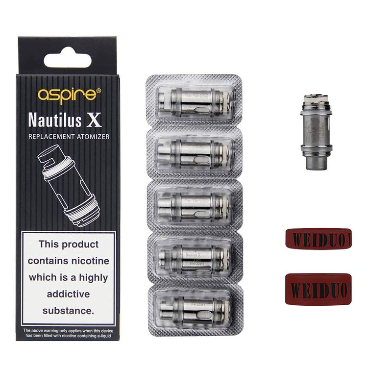 [Australia] - Aspire 5 pcs Nautilus X Replacement Atomizer BVC Coils 1.8ohm for X30 Rover Starter Kit w/Pack of 2 WEIDUO Vape Bands 