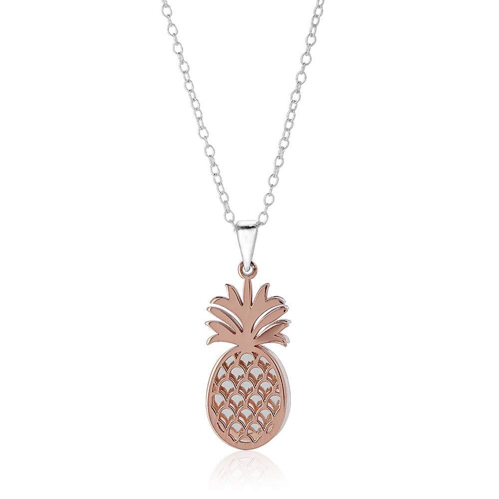 [Australia] - Vanbelle Rose Gold Plated 925 Sterling Silver Two Tone Pineapple Necklace for Women and Girls 