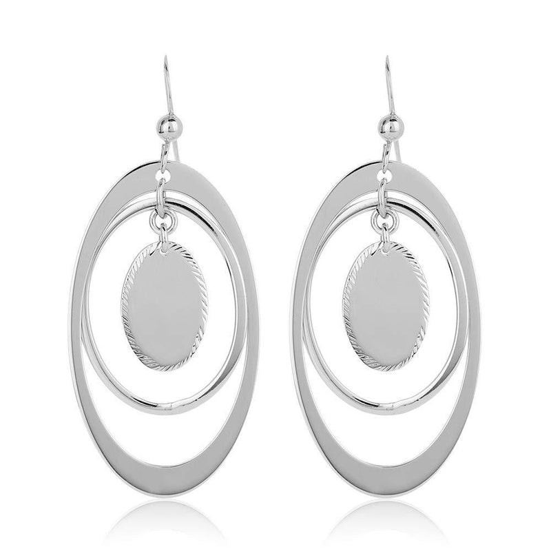 [Australia] - Vanbelle Rhodium Plated 925 Sterling Silver Multi Oval Dangling Drop Earring with French Hook for Women and Girls 