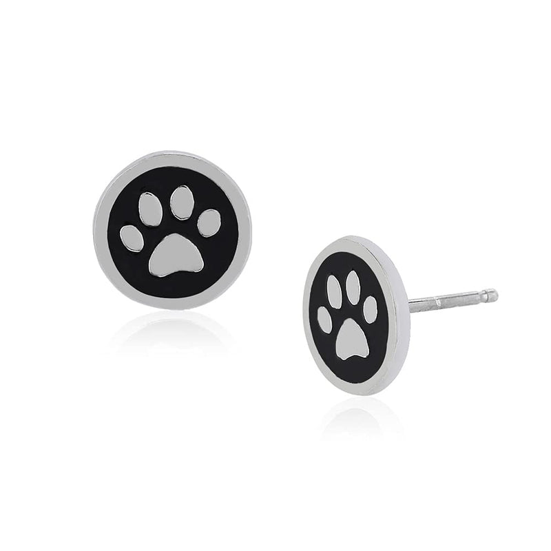 [Australia] - Vanbelle Rhodium Plated and Enamelled 925 Sterling Silver Pet Studs with Post and Butterly for Women and Girls 
