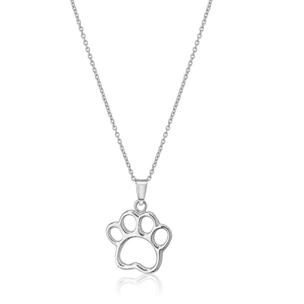 [Australia] - Vanbelle Rhodium Plated 925 Sterling Silver Dog Paw Necklace for Women and Girls 