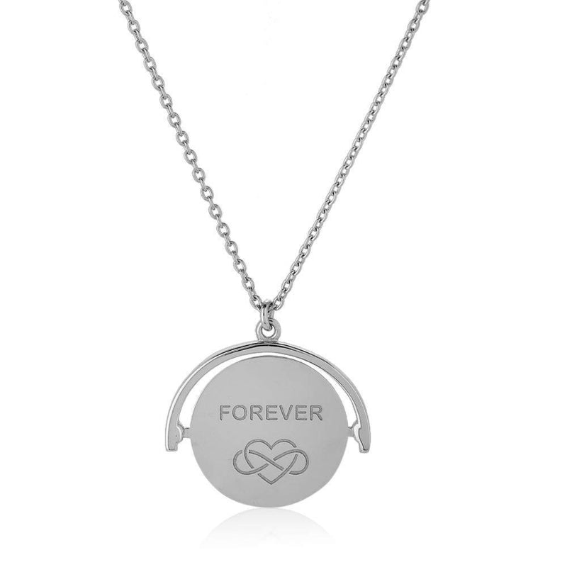 [Australia] - Vanbelle Rhodium plated 925 Sterling Silver"I Love You Forever" Spinner Necklace for Women and Girls 
