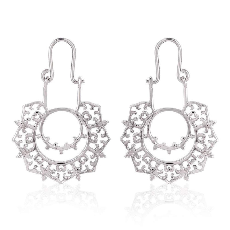 [Australia] - Vanbelle Rhodium Plated & High Polished 925 Sterling Silver Octagon Bali Hoop Earrings for Women and Girls 