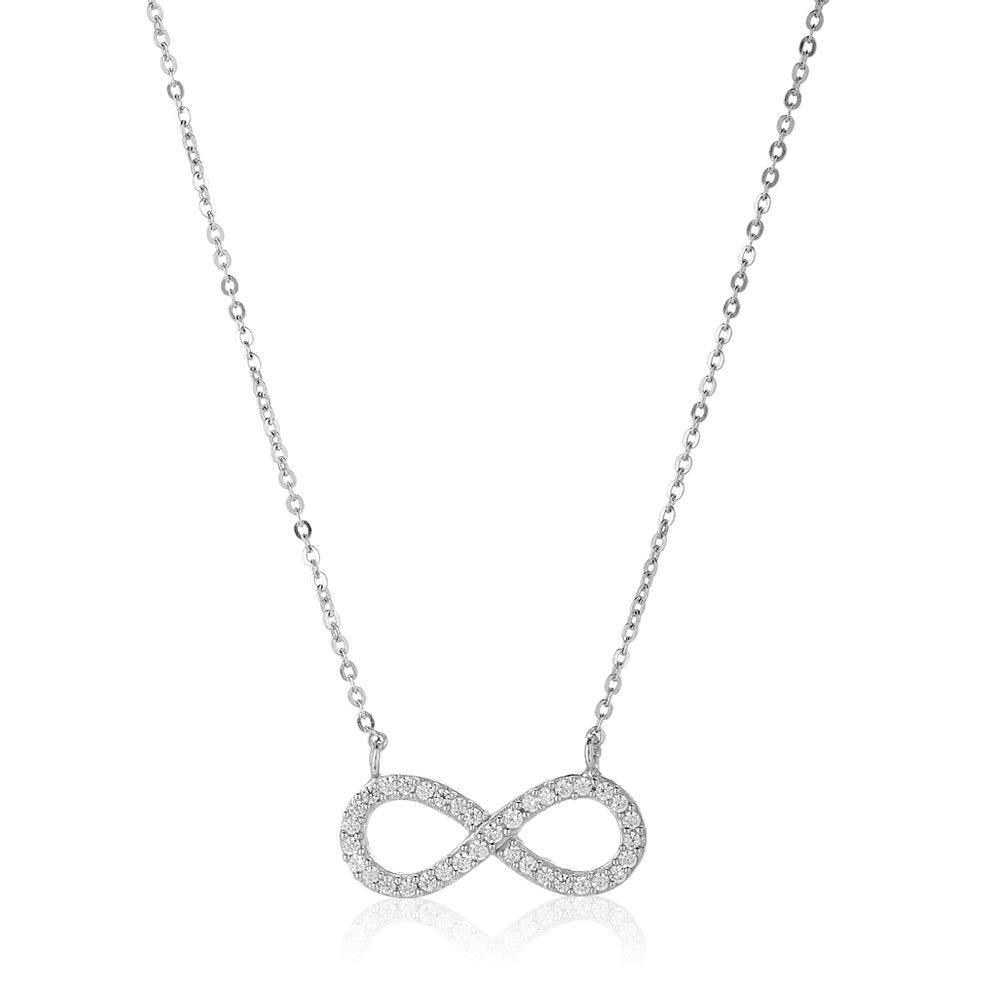 [Australia] - Vanbelle Rhodium Plated 925 Sterling Silver Infinity Necklaces with Cubic Zirconia Stones for Women and Girls 