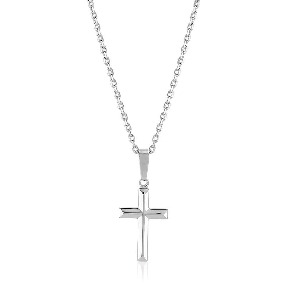 [Australia] - Vanbelle Rhodium Plated 925 Sterling Silver Cross Pendant Necklace for Men and Women 