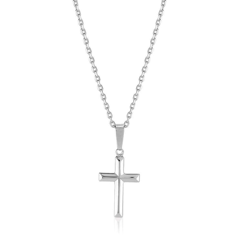 [Australia] - Vanbelle Rhodium Plated 925 Sterling Silver Cross Pendant Necklace for Men and Women 