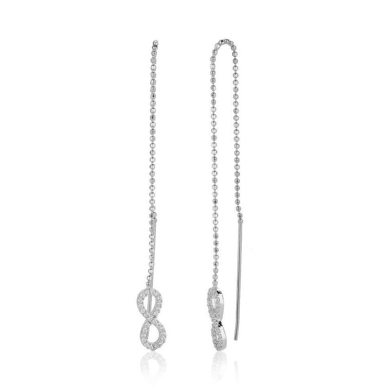 [Australia] - Vanbelle Rhodium Plated 925 Sterling Silver Infinity Threader Earrings With Cubic Zirconia Stones for Women and Girls 