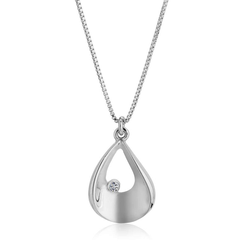 [Australia] - Vanbelle Diamond Accent Rhodium Plated 925 Sterling Silver Pendant Necklace 0.0065Carat Round-Shape (G-H Color, I2-I3 Clarity) Pear shape Natural Diamond Pendant Necklace for Women 