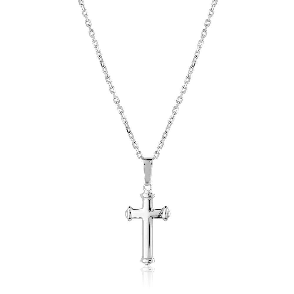 [Australia] - Vanbelle Rhodium Plated 925 Sterling Silver Cross Pendant Necklace for Women and Girls 