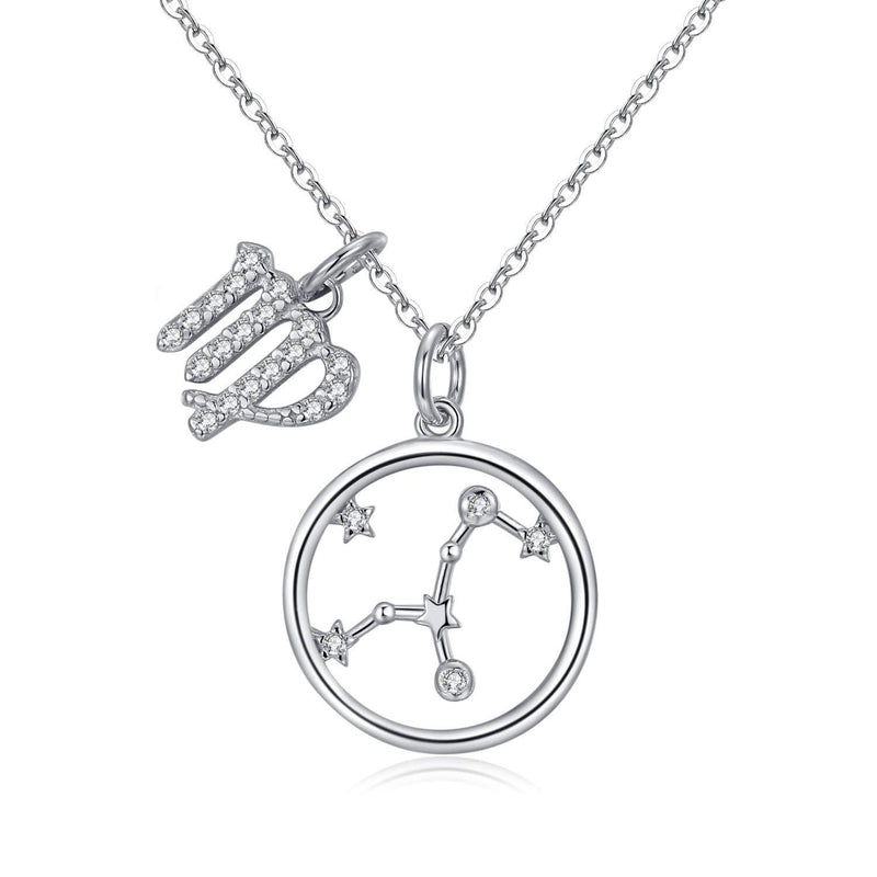 [Australia] - Qings Horoscope Pendant Zodiac Necklace - 925 Sterling Silver CZ Astrology Necklace, Personal 12 Constellation Zodiac Sign Minimalist Charm Star Necklace Birthday Gifts for Women Girls,17.7-19 inch Virgo(8.23-9.22) 
