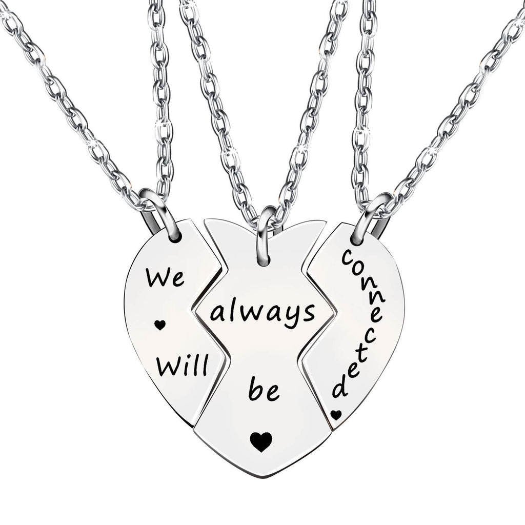 [Australia] - 3pcs Necklaces set for Best Friends Family Brother Sisters Parents Women Men Friendship Long Distance Gifts Jewellery Neck Laces Engraved We Will Always Be Connected 