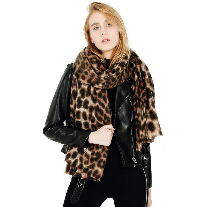 [Australia] - Superora Leopard Print Scarf Women Scarf Blanket Scarf Large Long Wrap Shawl Animal Print Soft Warm 200 * 90 Black 