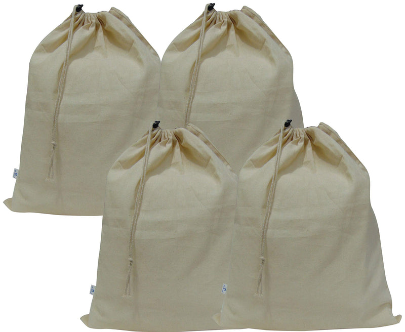 [Australia] - Set of 4 Pure Cotton Dust-Proof Drawstring Breathable Multipurpose Storage Bags Pouch by Hell Blues Large (19"x 24") 4 Pack 