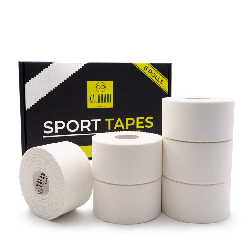 [Australia] - KALAHARI 6 x Athletic Sports Tape white – 1.5in x 45ft – Adhesive Tape with Zig Zag edge, 100% Cotton 