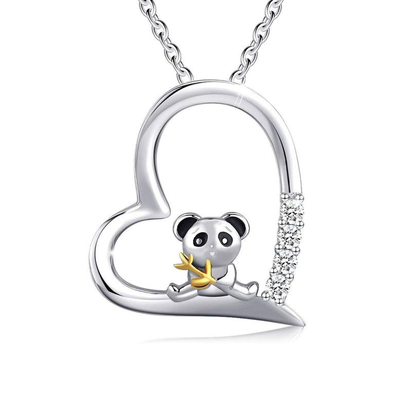 [Australia] - Panda Necklace for Women, 925 Sterling Silver Panda Bear with Bamboo Pendant Necklaces Cute Animal Panda Jewelry Gifts for Women Girl 