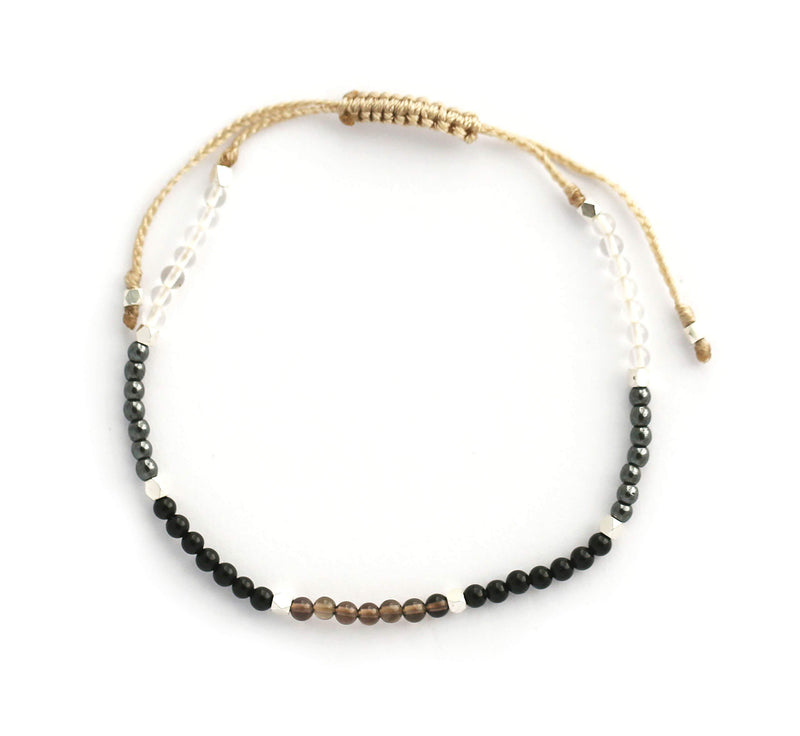 [Australia] - BALIPURA - Grounding Stone Bracelets - 2mm Healing Stones Braceletes - Natural Crystal, Gemstones,Silver Beads For Women, Men and Girls Gifts 