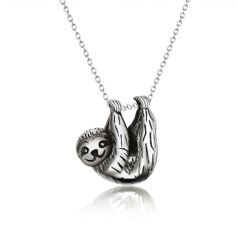 [Australia] - Sterling Silver Sloth Pendant Necklace Inspired Animal Jewellery for Women Girls Vintage 