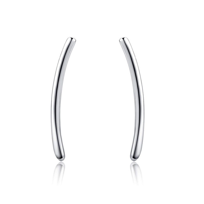 [Australia] - 925 Sterling Silver Curved Bar Ear Climber Earrings for Women Girls Everyday Earrings 