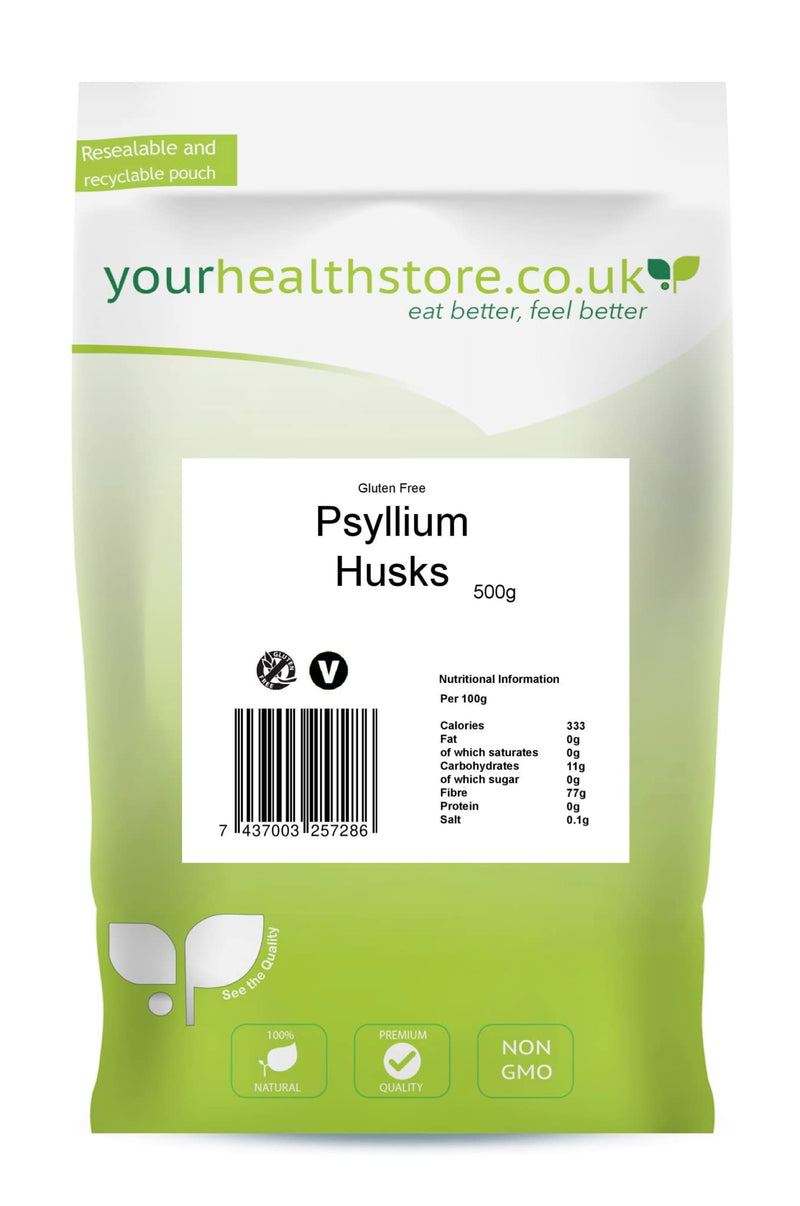 [Australia] - yourhealthstore Whole Psyllium Husks 500g, Non GMO, Gluten Free, High in Fiber, Vegan, Husks Not Powder, (Recyclable Pouch) 