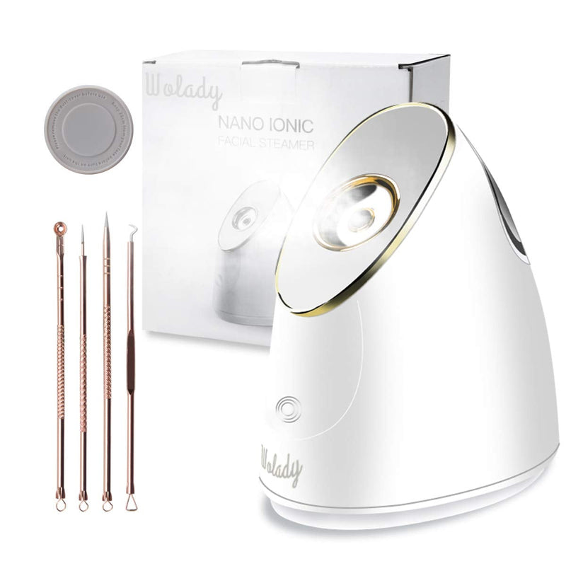 [Australia] - Wolady Facial Steamer, Nano Ionic Face Steamer Sauna Hot Mist for Face Spa Moisturzing Opening Pores with 4 Pcs Extraction Tools 