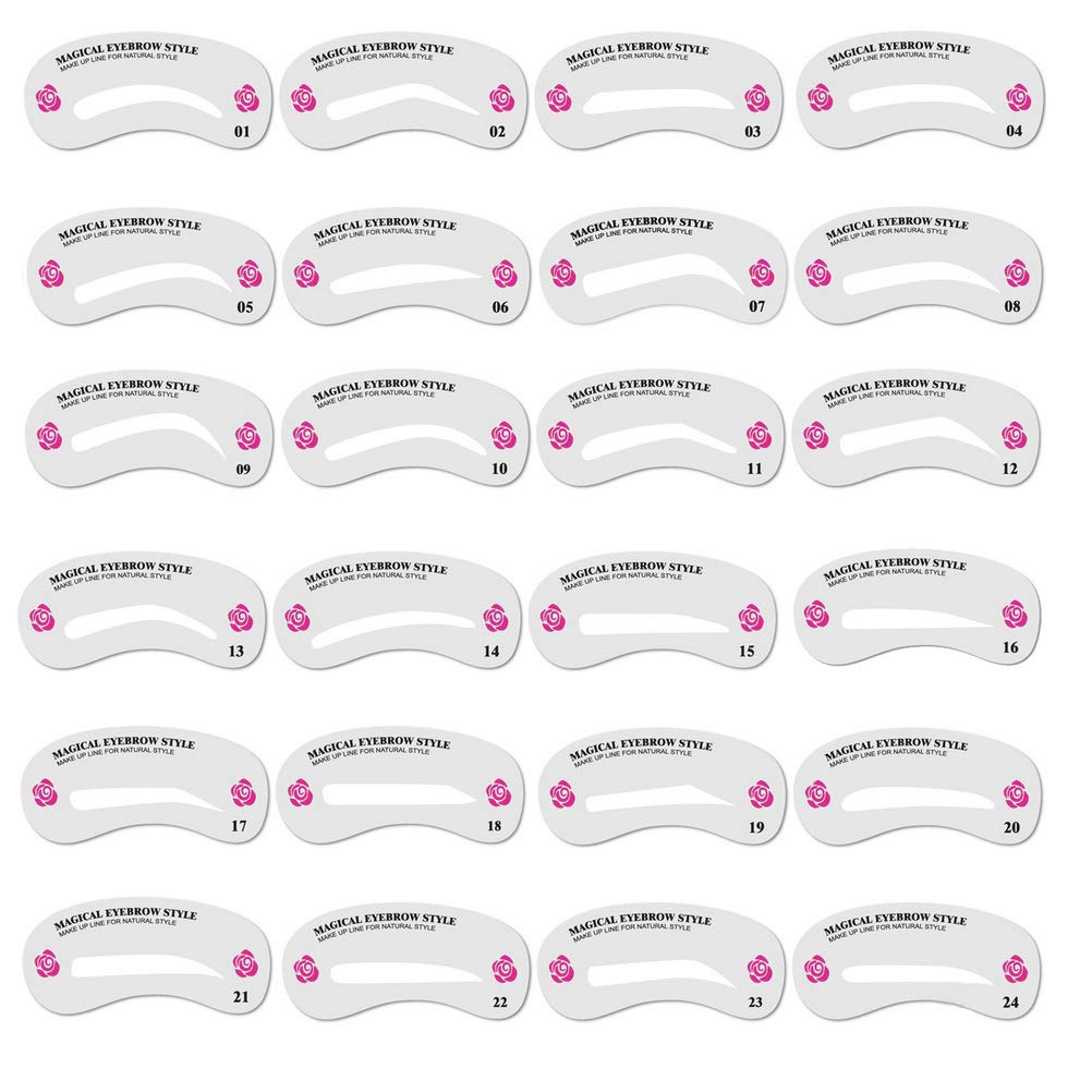 [Australia] - nuoshen Eyebrow Stencils,24 Pieces Eyebrow Shapeing Eyebrows Grooming Stencil Kit for Beginner Makeup 