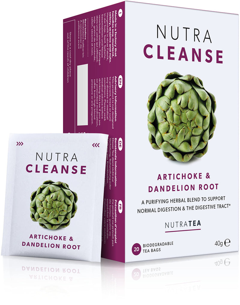 [Australia] - NUTRACLEANSE - Detox Tea | Cleanse Tea - Helps Relieve Constipation & Encourage Digestion - Includes Dandelion Root, Artichoke & Milk Thistle - 20 Enveloped Tea Bags - by Nutra Tea - Herbal Tea 20 Count (Pack of 1) 