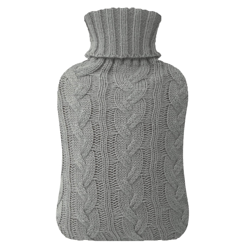[Australia] - Samply Hot Water Bottle with Knitted Cover, 1.8L Hot Water Bag for Hot and Cold Compress, Hand Feet Warmer, Neck and Shoulder Pain Relief, Gray 2L 