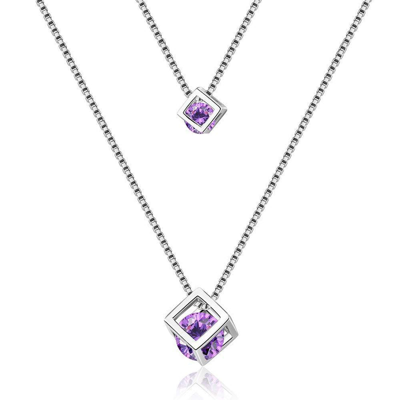 [Australia] - Purple Crystal Necklace for Womens Silver Pendant Necklaces Christmas Necklace Gift Jewelry for Women 