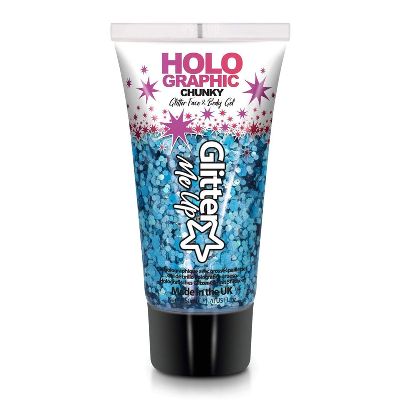 [Australia] - Chunky cosmetic glitter gels 50ml for face, body & hair from PaintGlow (Vegan) (Cosmic Blue) Cosmic Blue 