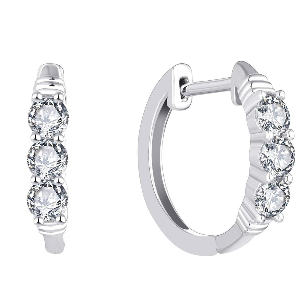 [Australia] - YL Hoop Earrings 925 Sterling Silver Cubic Zirconia Huggie Hinged Earrings for Women 