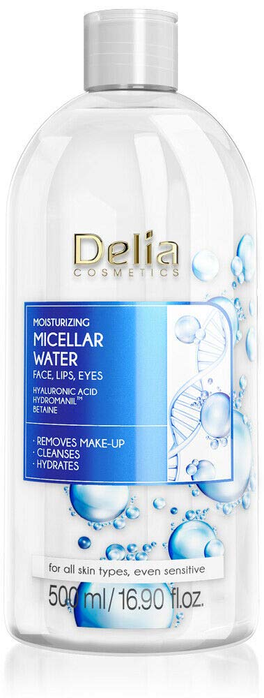 [Australia] - Delia Cosmetics - Moisturizing Micellar Water - Facial Cleanser with Hyaluronic Acid - Clean, Soft, Fresh & Calm Face Skin - Make-Up Remover - 500ml 