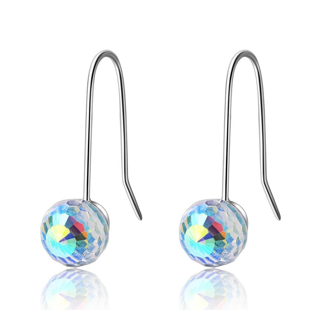 [Australia] - Christmas Earrings Gift, Fantastic World Series Women Stud Earrings, 925 Sterling Silver, Crystal Aurora Borealis/Rainbow/Blue/Pink/Silver 